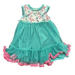 Matilda Jane Merry Mood Turquoise Tulle Dress Size 2 Toddler Play Condition